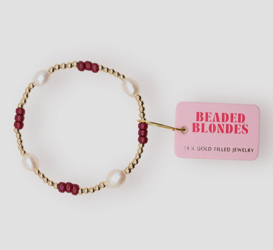Beaded Blondes Maroon Pearl Poppi Bracelet-Petite