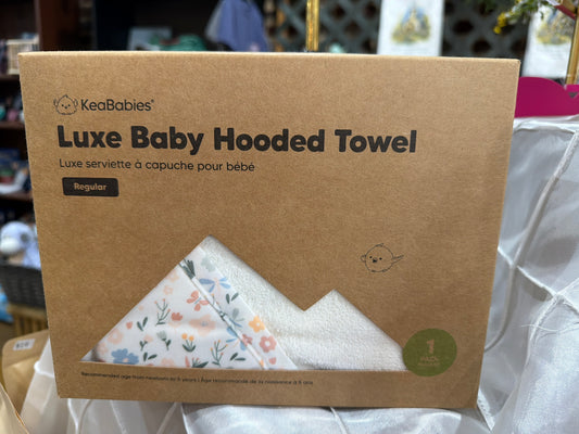 KeaBabies Luxe Baby Hooded Towel-Floral