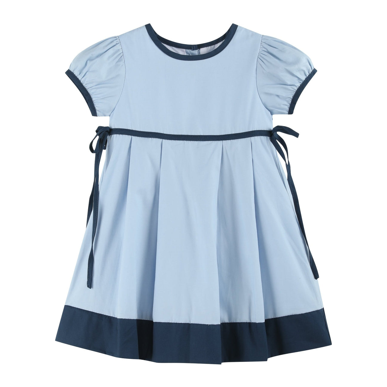 Lil Cactus Light Blue and Dark Blue Ribbon Bow Dress W/Bloomers