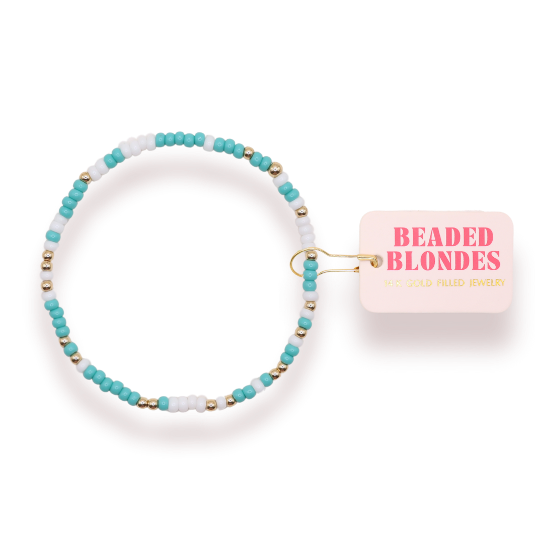 Beaded Blondes Turquoise and White Sprinkle Bracelet-Standard