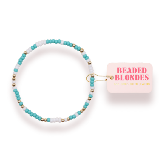 Beaded Blondes Turquoise and White Sprinkle Bracelet-Standard