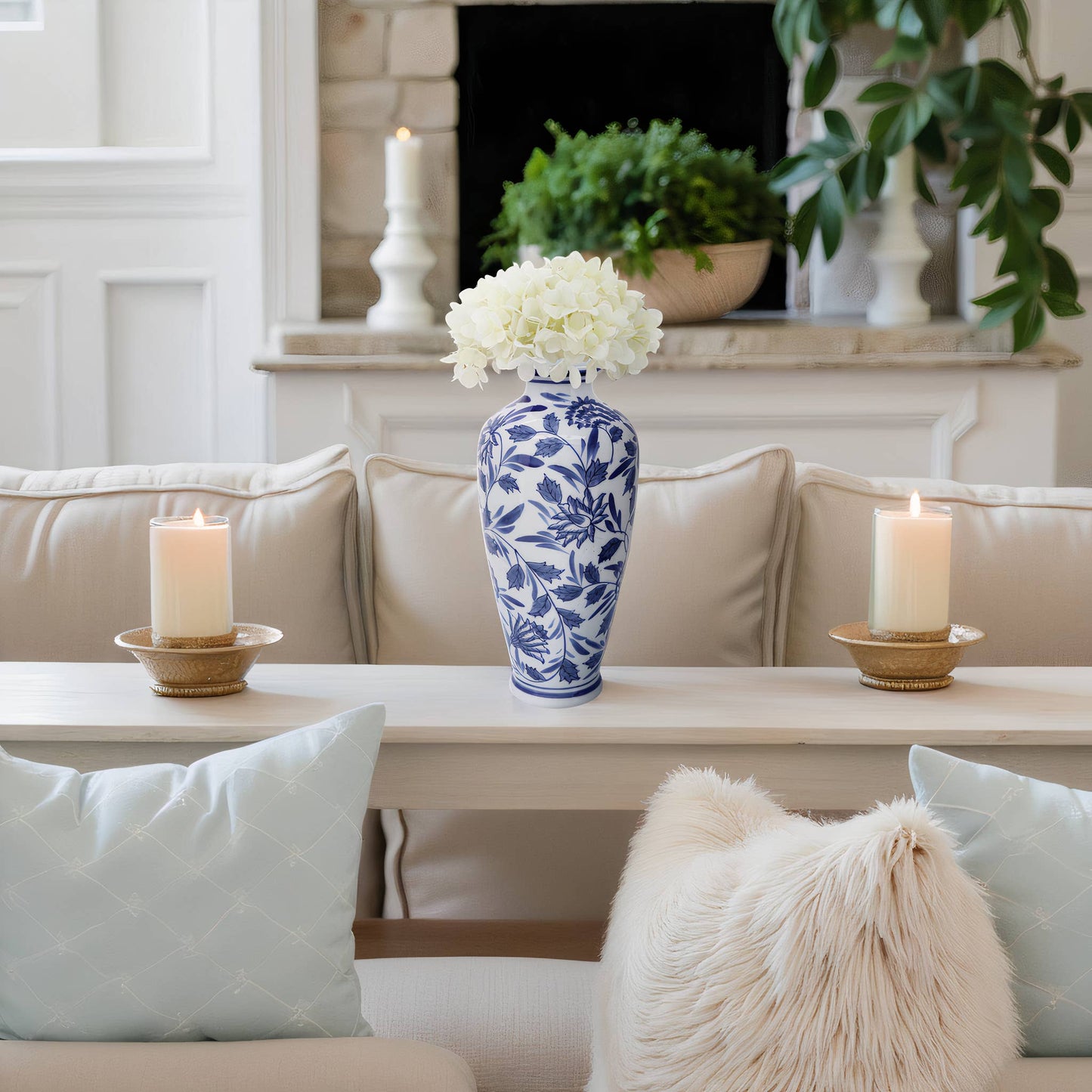 Sagebrook Home Blue Ceramic Decorative Vase (13 inch)