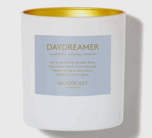 Moodcast Fragrance Co. White/Gold 8oz Coconut Wax Candle-Daydreamer