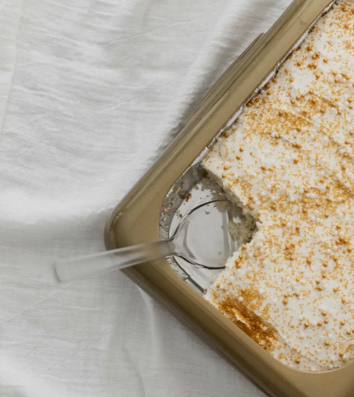 Fancy Panz Gold Cake Set with Lid and Serving Spoon (9x13)