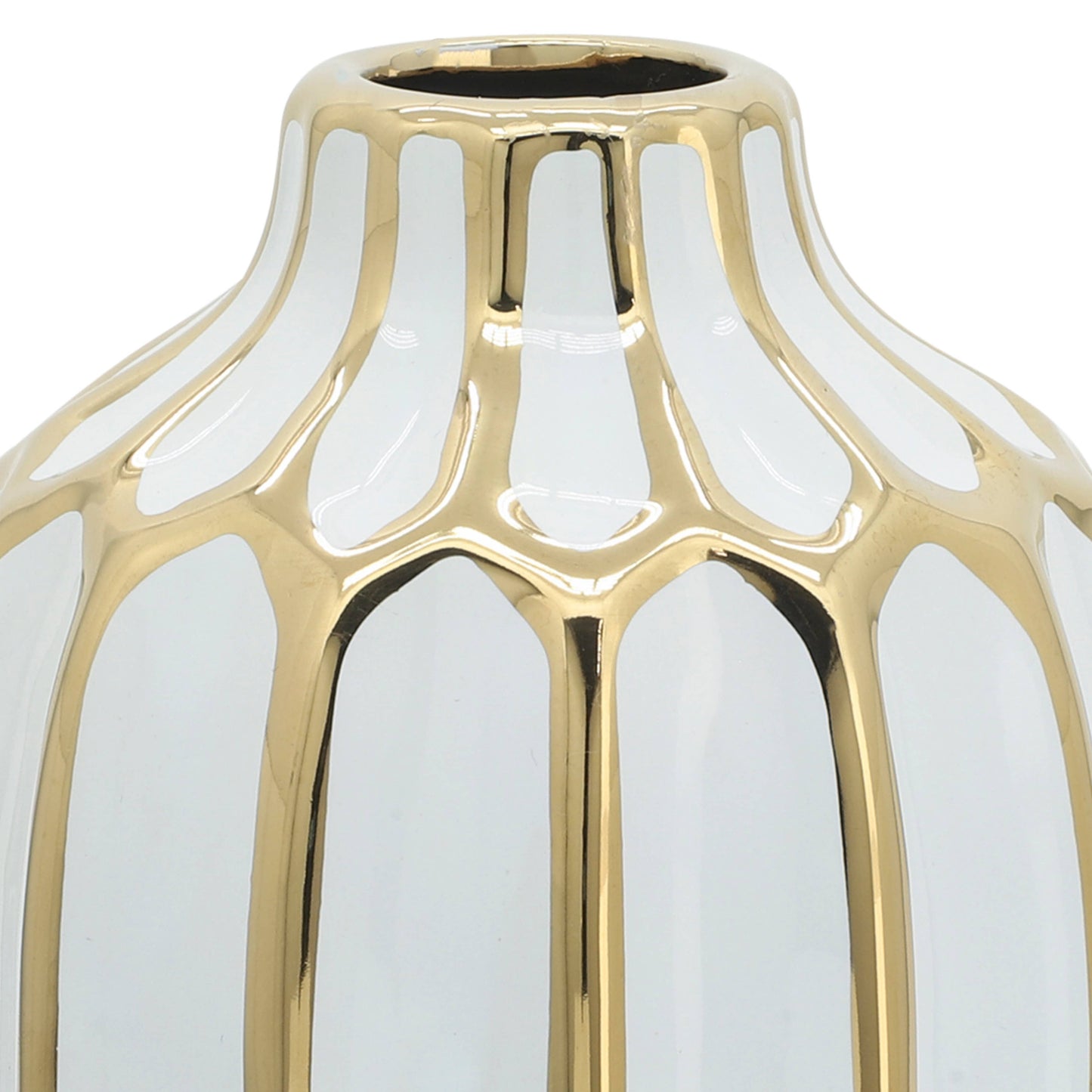 Sagebrook Home White/Gold Decorative Vase (8 inch)