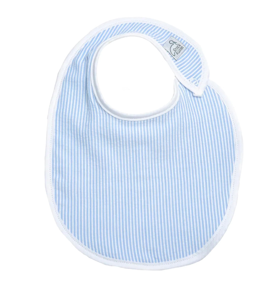 Stork & Loom Blue Seersucker Bib