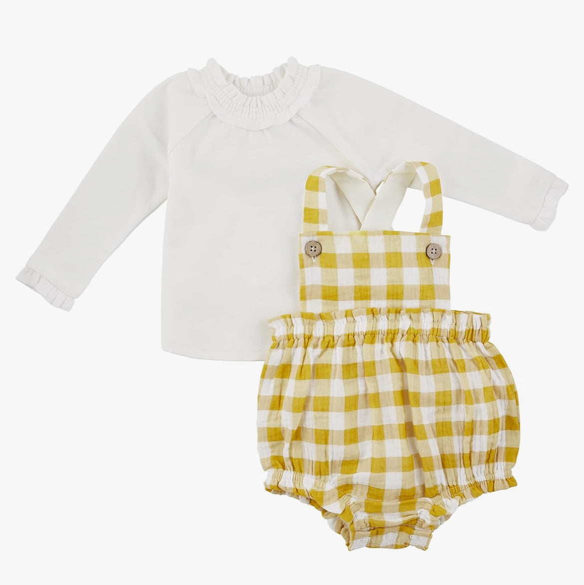 Mudpie Mustard Check Bubble Set