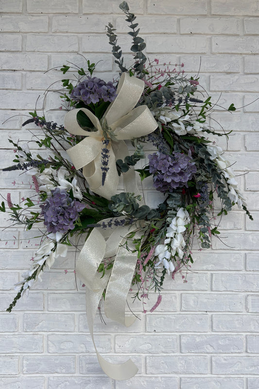 Eucalyptus & Purple Hydrangea Wreath