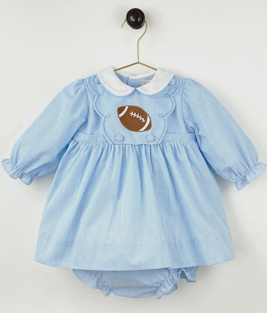 Petit Ami Football Appliqué Dress with Removable Bib