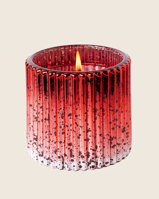 Aromatique Plaid Ribbed Glass Candle-The Smell of Christmas