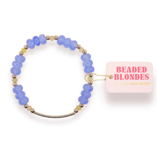 Beaded Blondes Brittany Bar Bracelet in Blue and Green-Standard