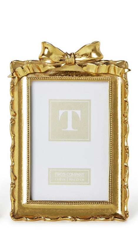 Two’s Company Vintage Gold Photo Frames With Accent Bow-4x6