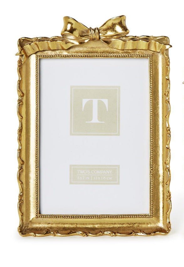 Two’s Company Vintage Gold Photo Frames With Accent Bow-5x7