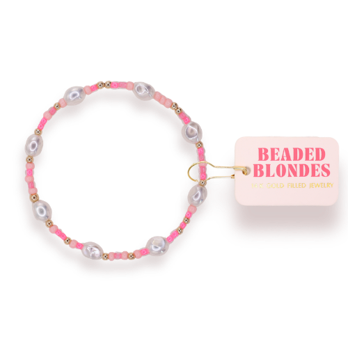 Beaded Blondes Flamingo Sprinkle Pearl Bracelet-Standard