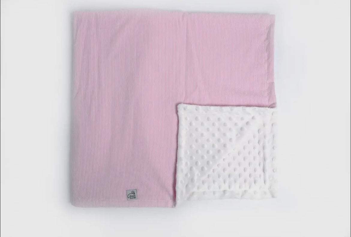 Stork and Loom Pink Seersucker Minky Dot Blanket