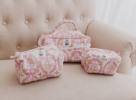 Heart of Grace Dahlia Quilted Cosmetic Bags (Set of 3)
