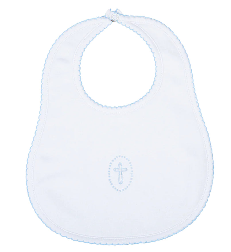 Magnolia Baby Blessed Embroidered Bib-Blue