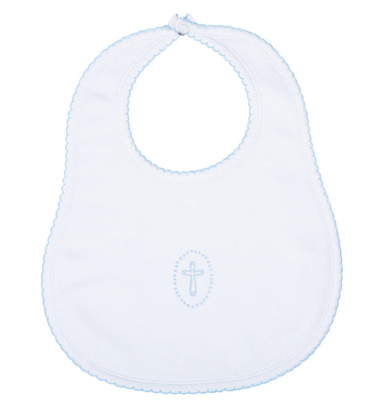 Magnolia Baby Blessed Embroidered Bib-Blue