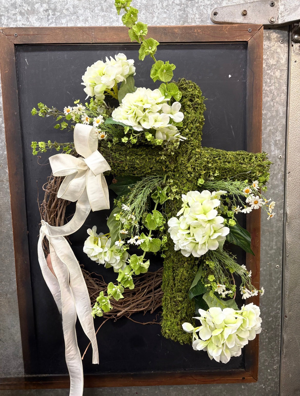Cross & Hydrangea Wreath
