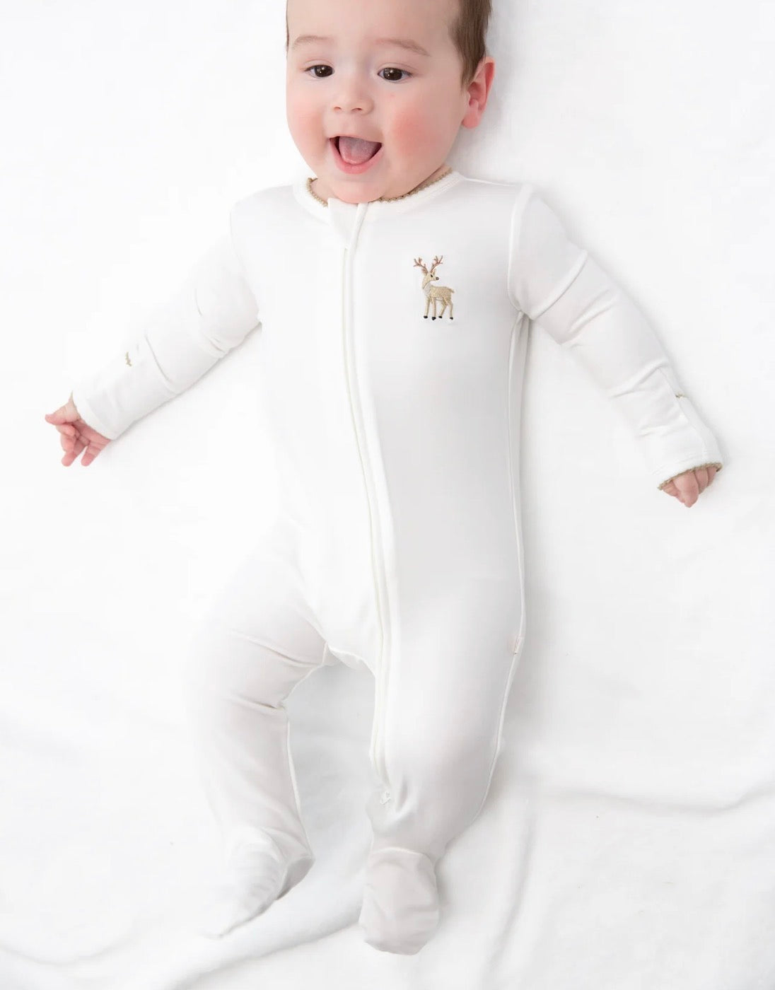 Goosies Pip Embroidered Zip Romper-Deer (3-6 months)