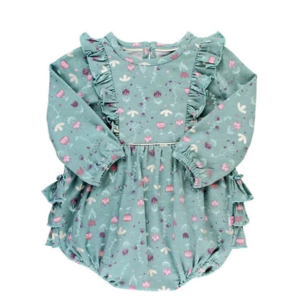 Rufflebutts Falling Flora Waterfall Bubble Romper (0-3 months)