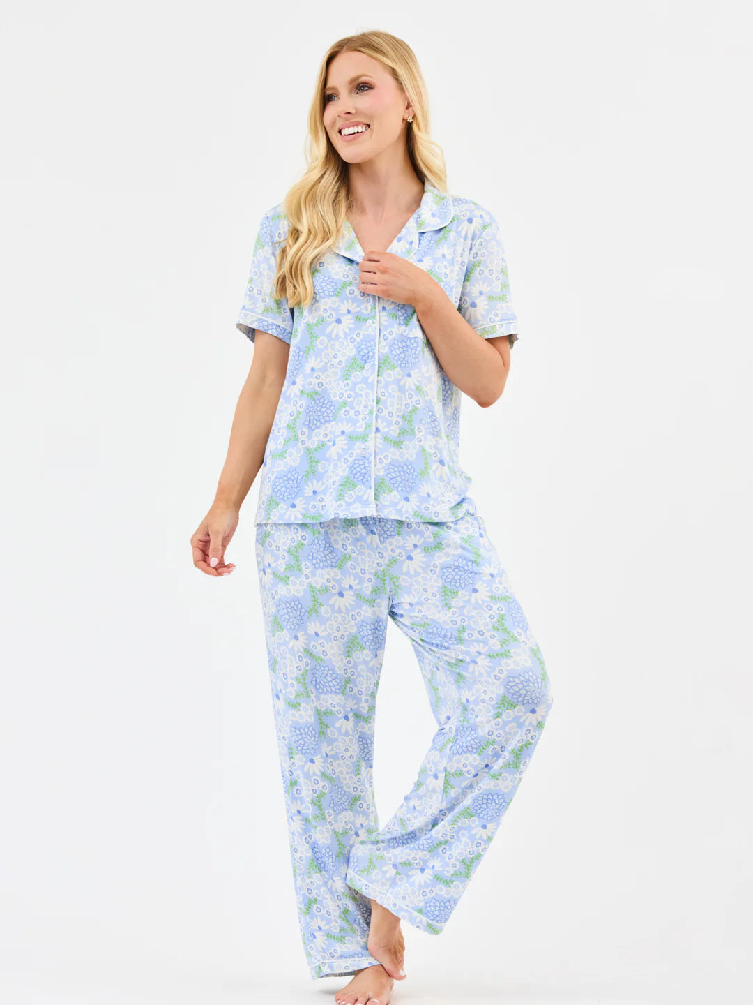 Mary Square Women's Charlotte Pants Set-Daisy Chain Blue