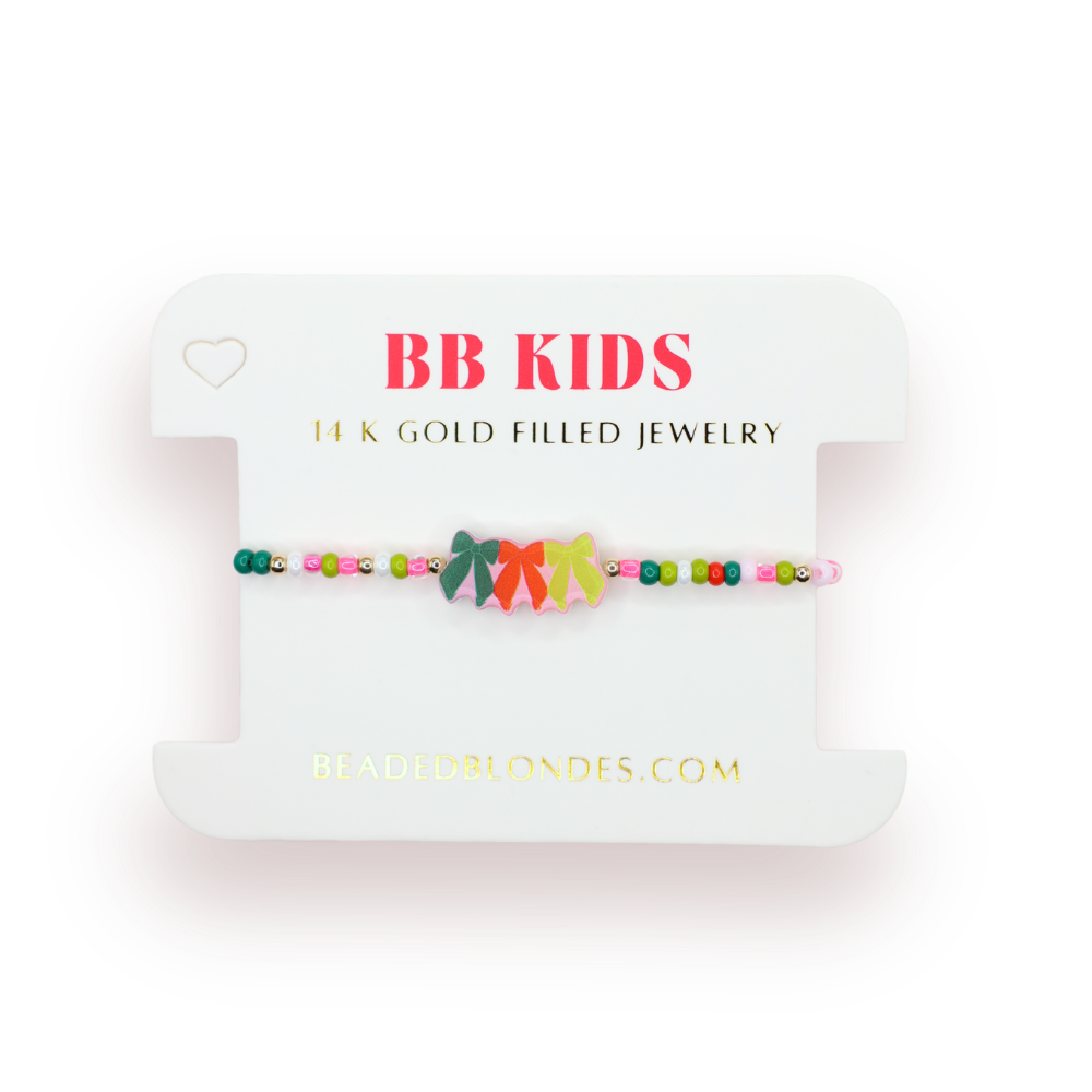 Beaded Blondes Christmas Bow Trio Bracelet on Color-Kids Size