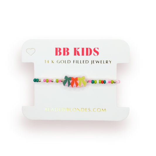 Beaded Blondes Christmas Bow Trio Bracelet on Color-Kids Size