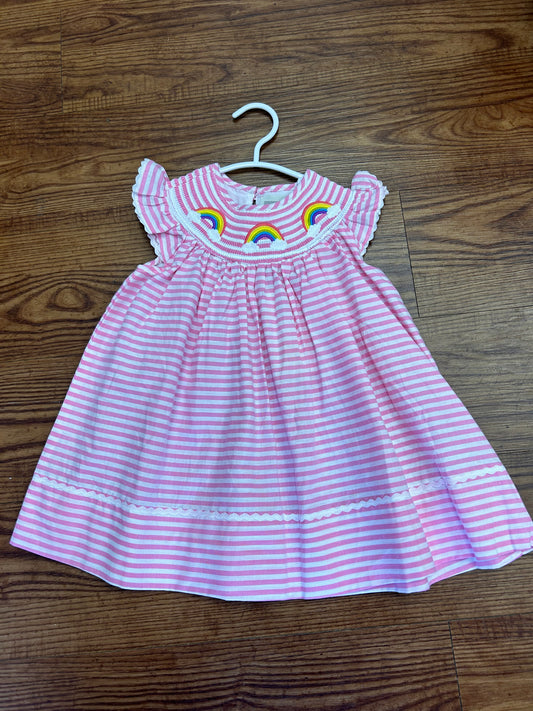 Lil Cactus Smocked Rainbow Striped Dress (6-12 months)