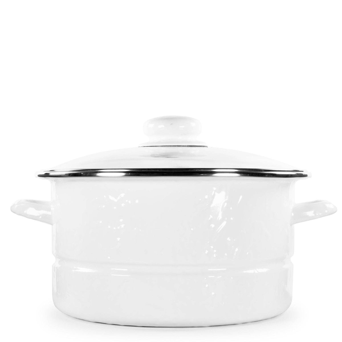 Golden Rabbit Enamelware Solid White 6 qt Stock Pot