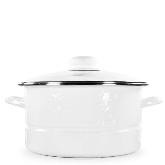 Golden Rabbit Enamelware Solid White 6 qt Stock Pot