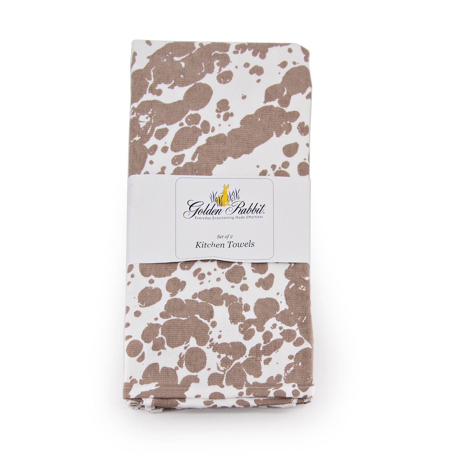 Golden Rabbit Enamelware Swirl Set of 2 Kitchen Towels-Taupe