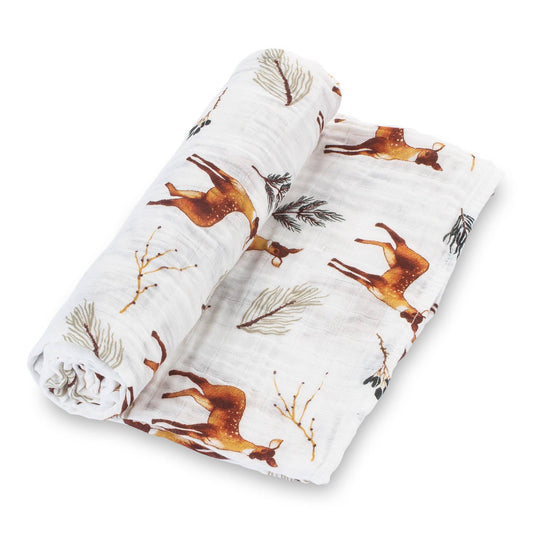 LollyBanks Baby Muslin Swaddle Blanket-Oh Deer