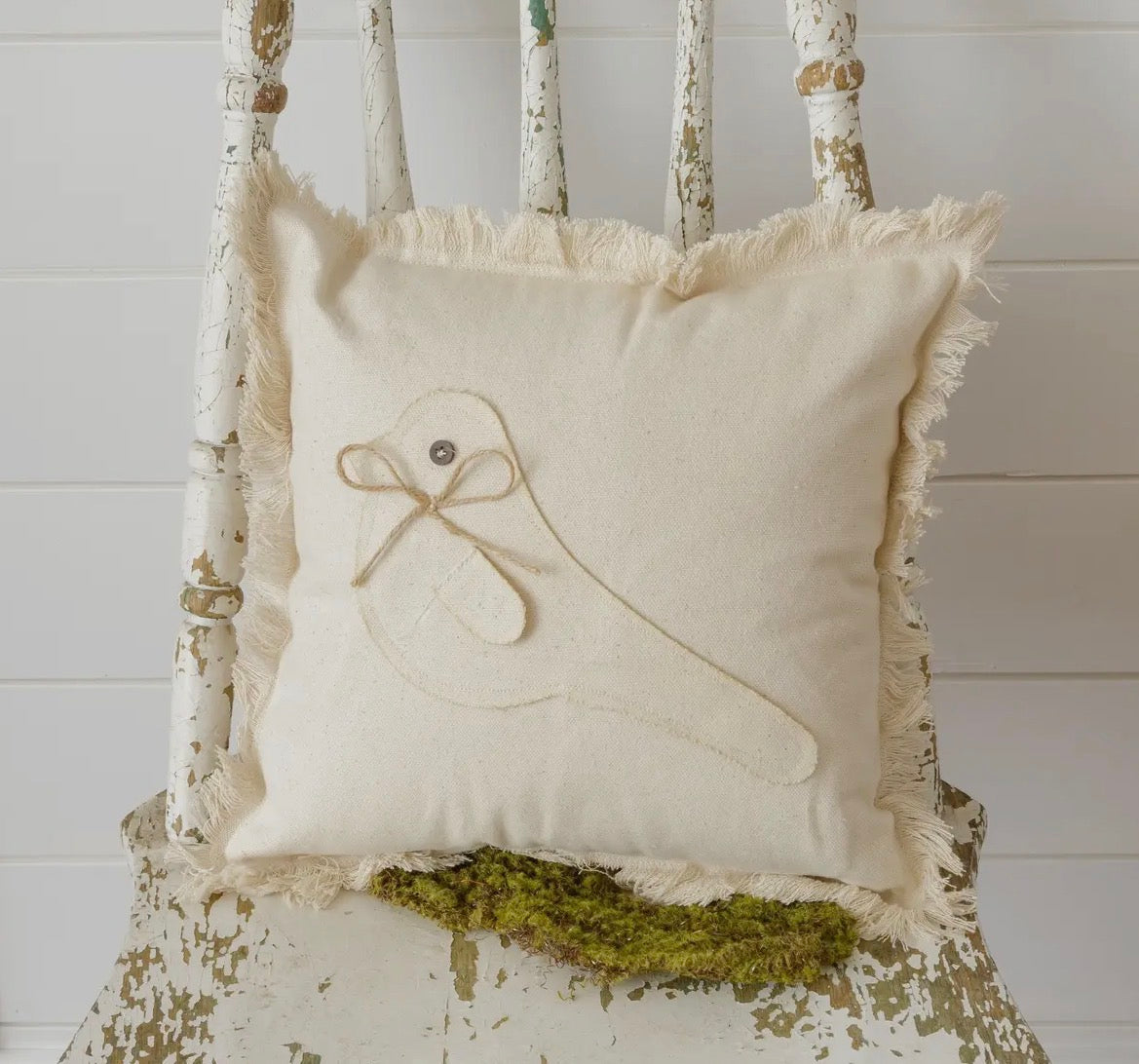 Audrey’s Home & Gift Fringe Pillow-Patch Bird