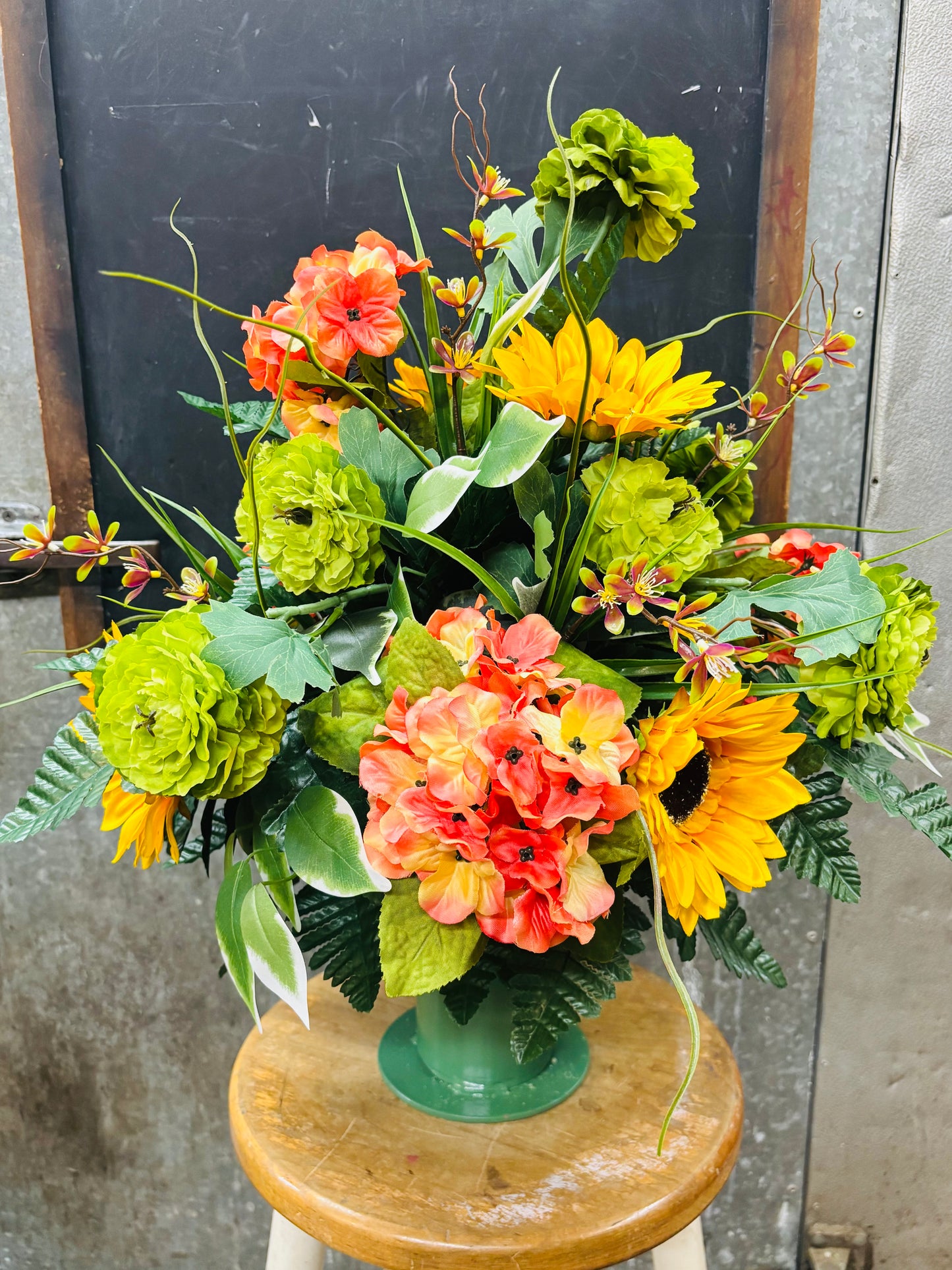 Sunflower & Orange Hydrangea Vase Insert