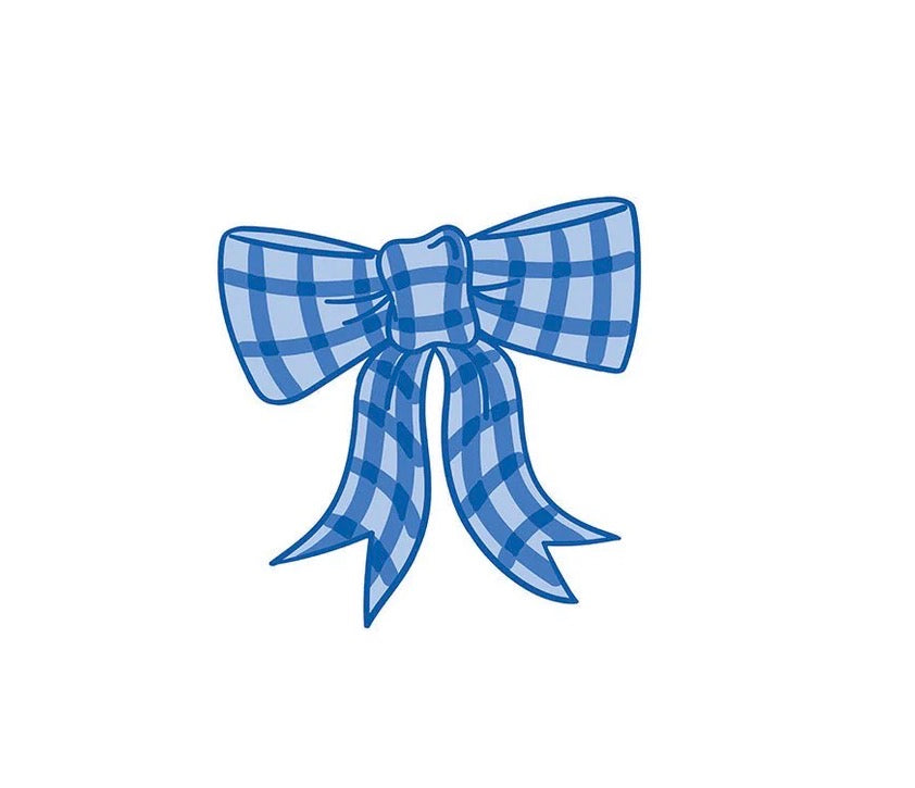 Happy Everything Blue Gingham Bow Mini Attachment