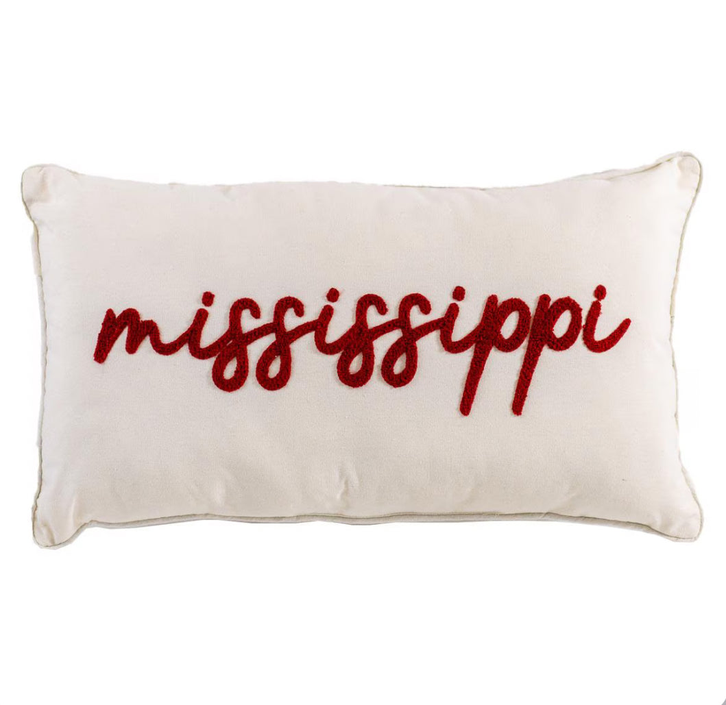 The Royal Standard Mississippi Embroidered Pillow