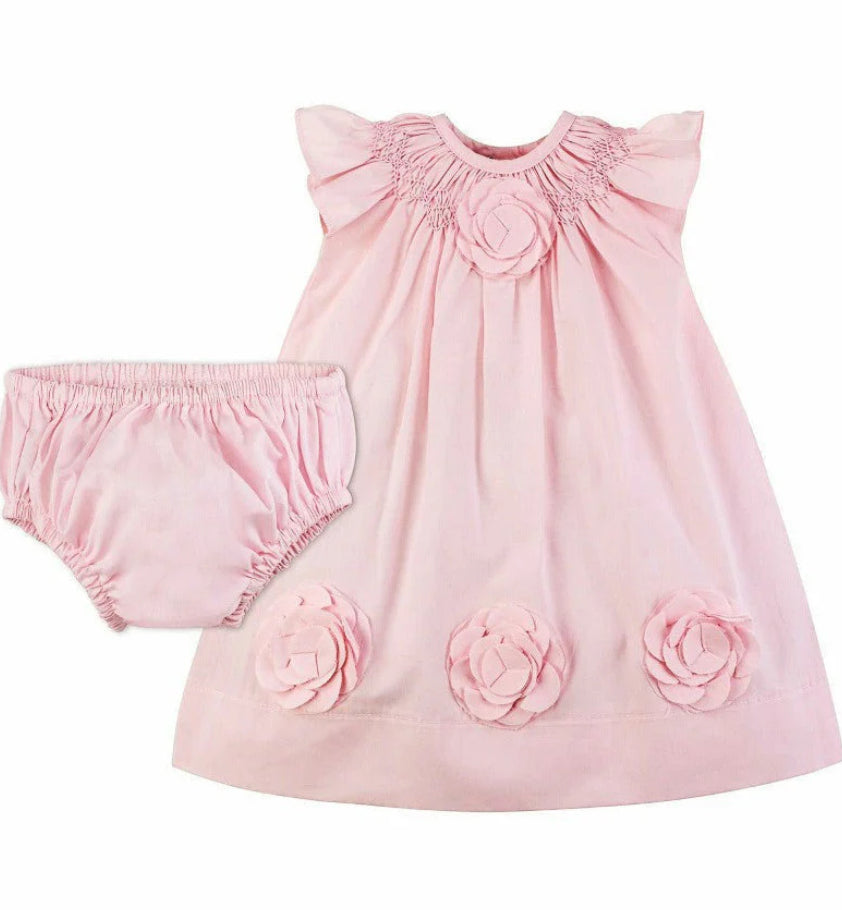 Carriage Boutique Cut Out Flowers Classic Pink Baby Girl Dress (24 months)