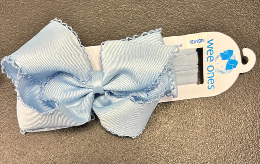 Wee Ones Large Baby Blue Bow Headband (Newborn)