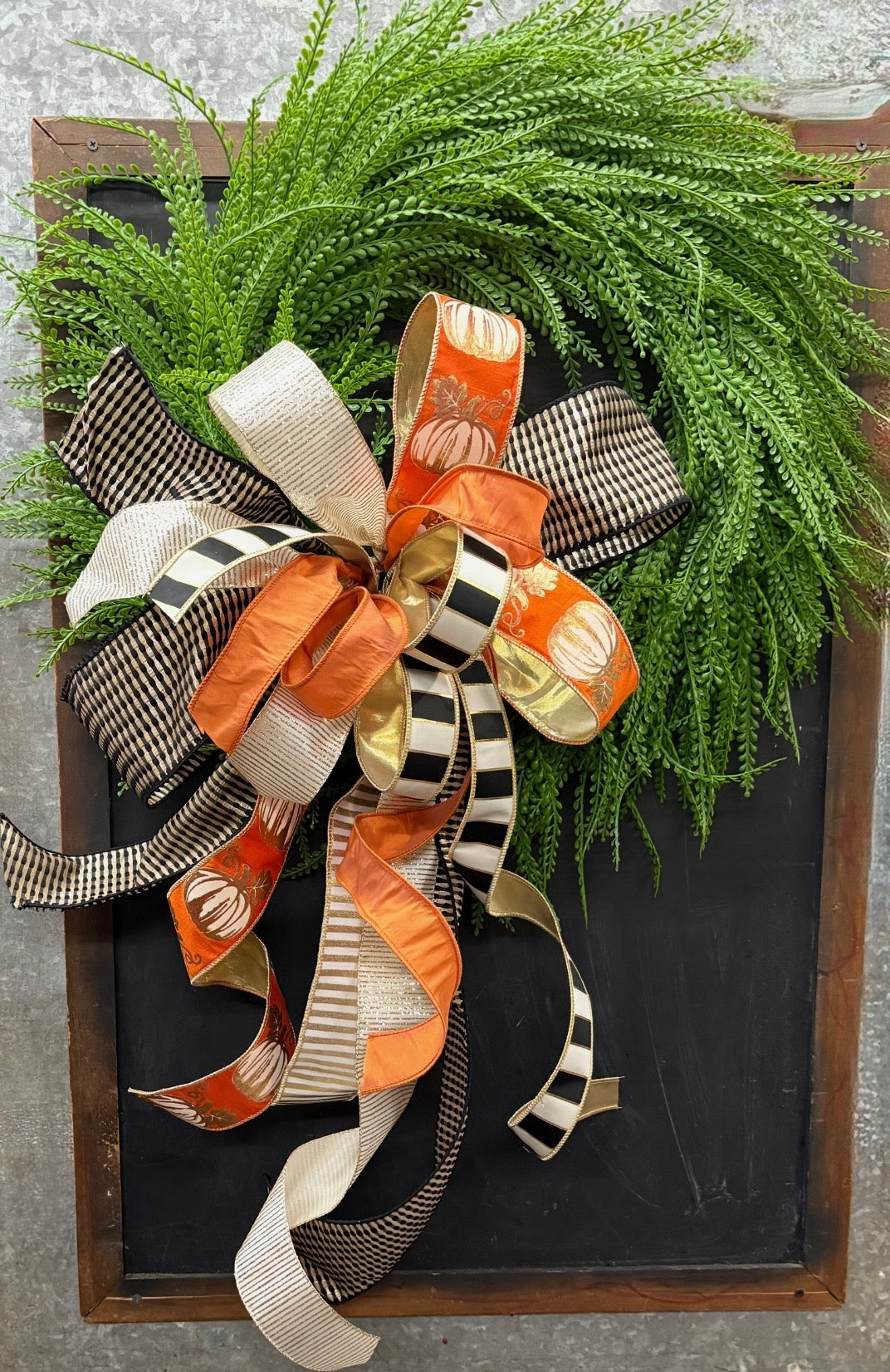 24 inch Bead Grass Wreath with Fall Bow