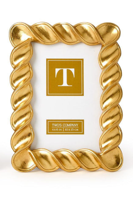 Two’s Company Twist Gold Leaf Photo Frame-4x6