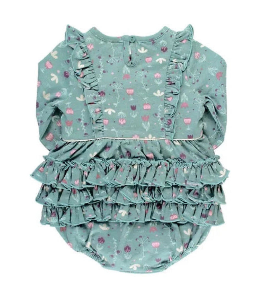 Rufflebutts Falling Flora Waterfall Bubble Romper (0-3 months)