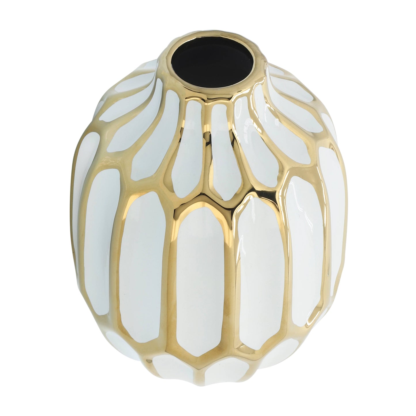 Sagebrook Home White/Gold Decorative Vase (8 inch)