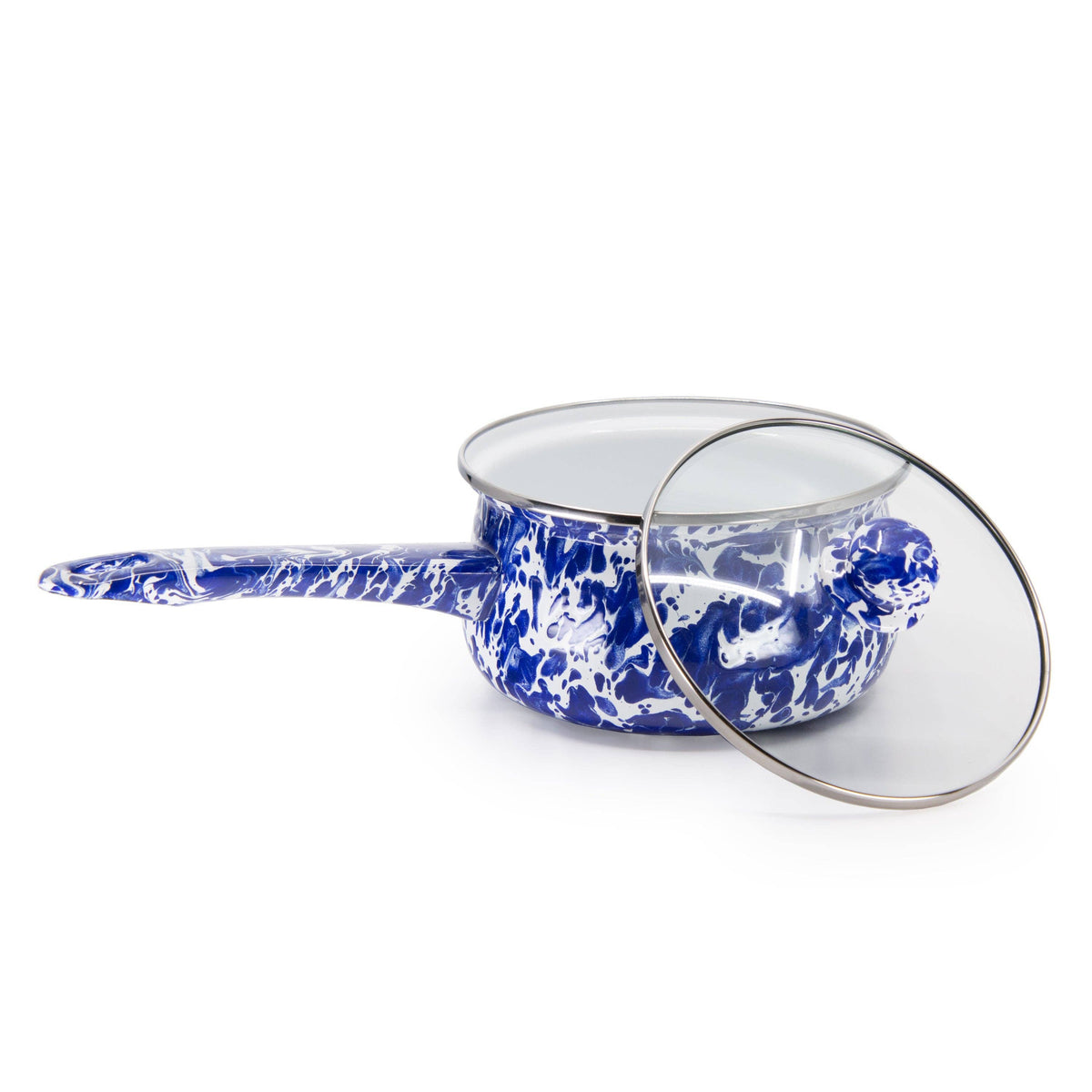 Golden Rabbit Enamelware Swirl Sauce Pan-Cobalt