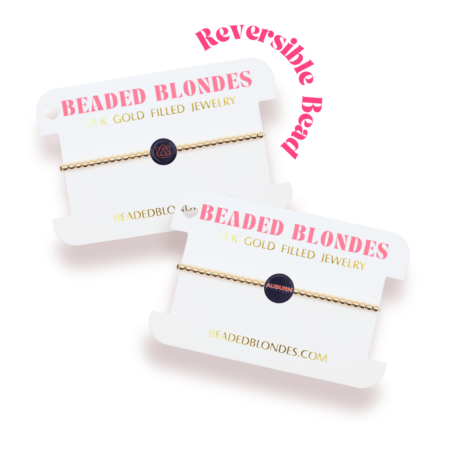 Beaded Blondes Auburn Logo Flip Bracelet on Gold-Standard