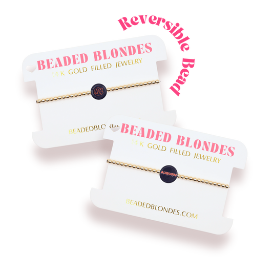 Beaded Blondes Auburn Logo Flip Bracelet on Gold-Standard