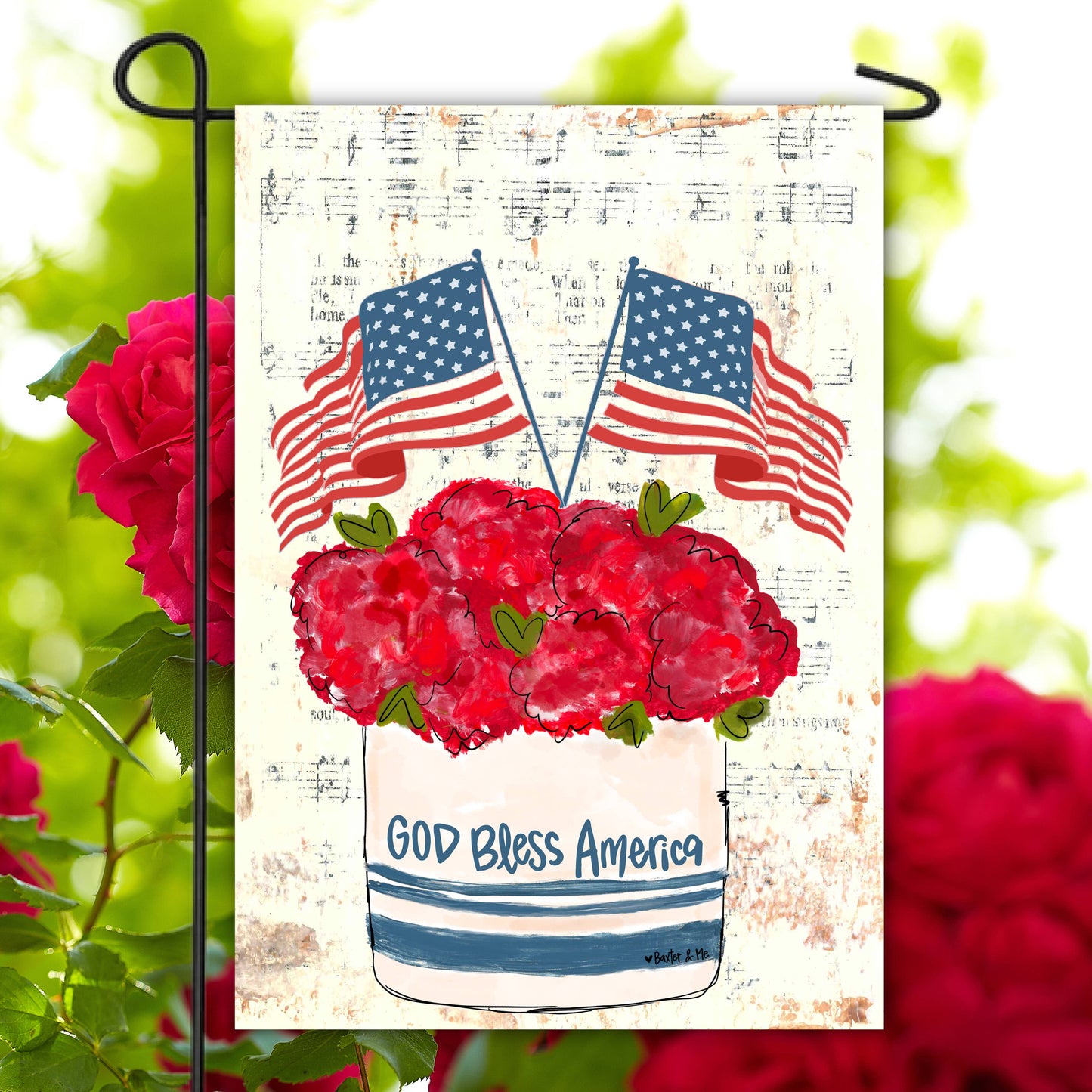 Baxter & Me Stoneware Garden Flag-God Bless America