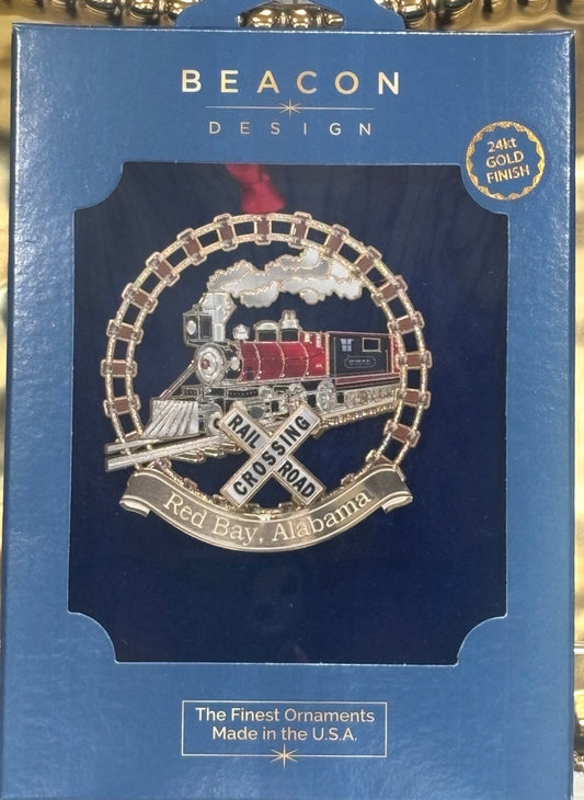 Beacon Design 24kt Gold Finish Red Bay Ornament-Scenic Railway