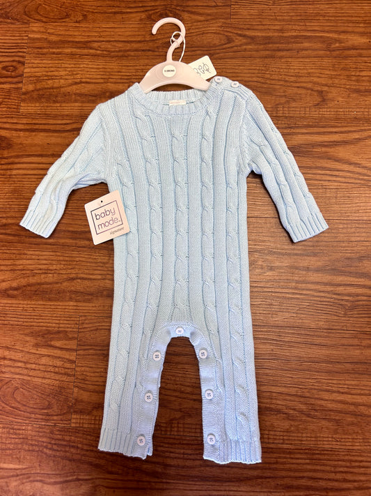 Baby Mode Baby Blue Cable Knit Button Suit