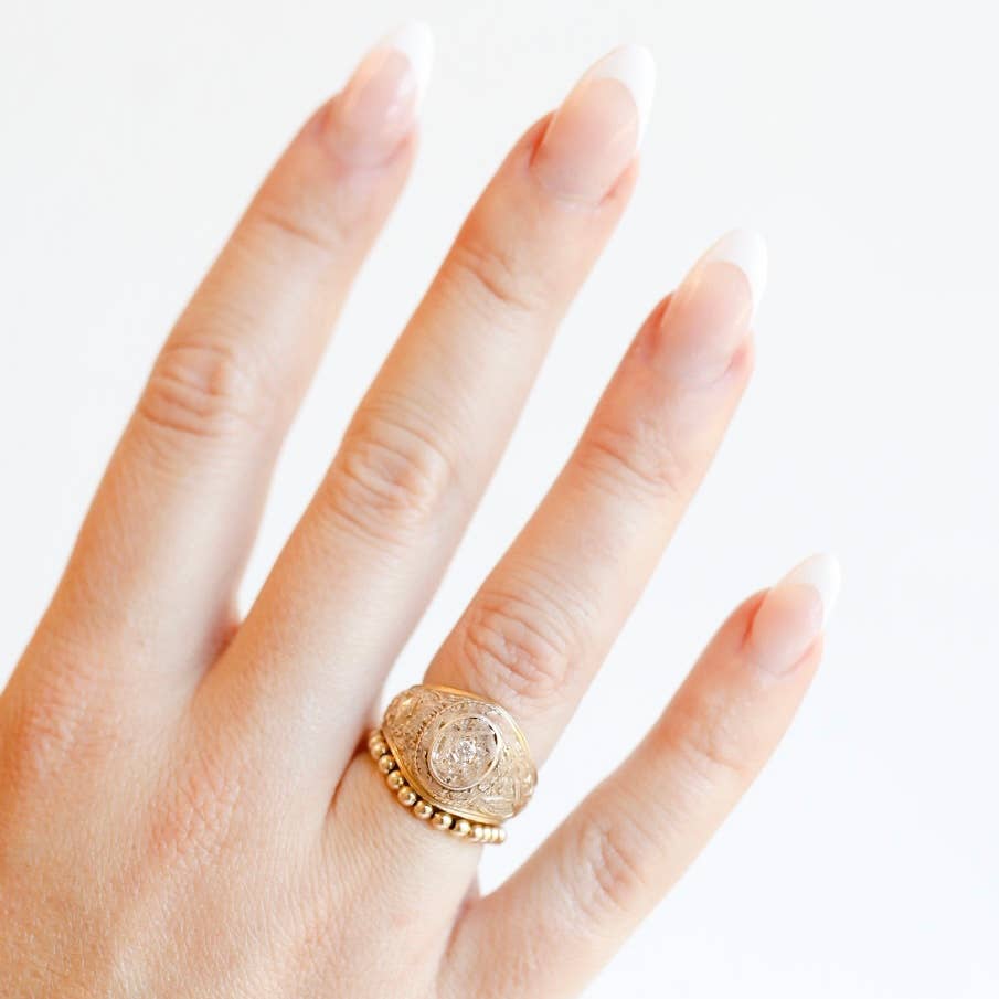 Beaded Blondes Ella Beaded Band Ring in Gold-5/6